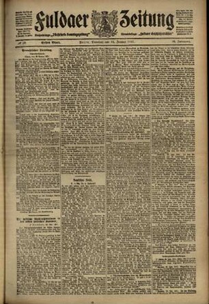 Erste Ausgabe vom Dienstag, den 24. Januar 1911.