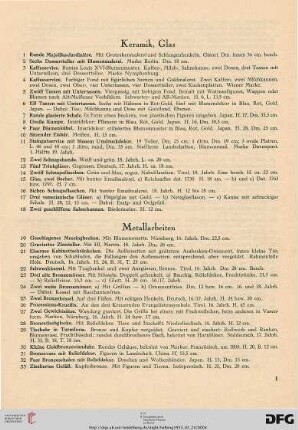 Keramik, Glas (Nr. 1-18)