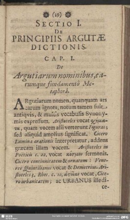 Sectio I. De Principiis Argutae Dictionis