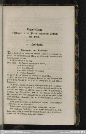 Darstellung verschiedener, in der Färberei anwendbarer Farbstoffe und Beizen