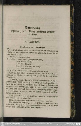 Darstellung verschiedener, in der Färberei anwendbarer Farbstoffe und Beizen