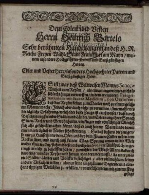 Dem Edlen und Vesten Herrn Heinrich Bartels [...]