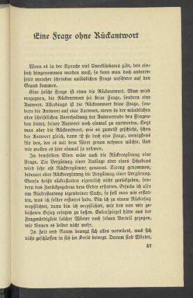 Eine Frage ohne Rückantwort