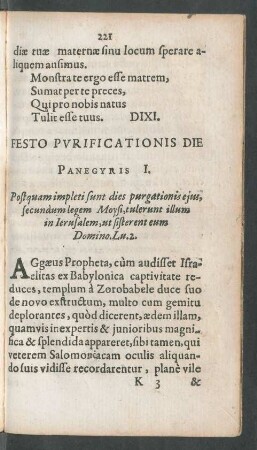 Festo Purificationis Die Panegyris I