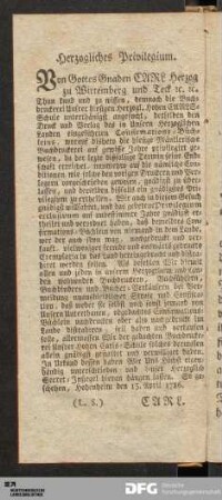 Herzogliches Privilegium.