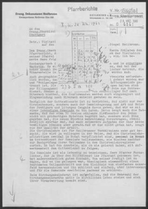 Neckargartach: Visitationsbericht mit Pfarrbericht 1961
