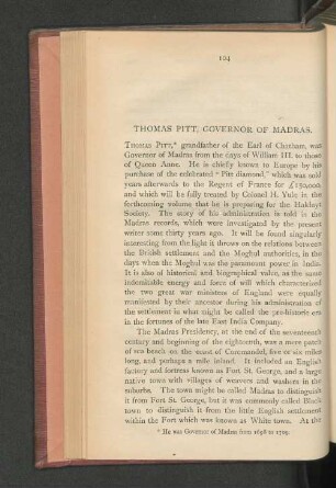 Thomas Pitt, Governor of Madras.