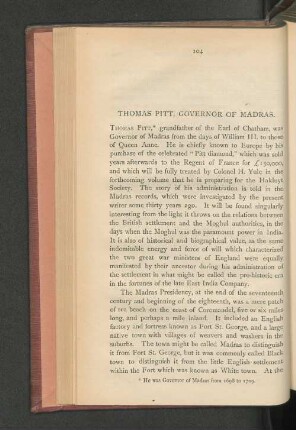 Thomas Pitt, Governor of Madras.
