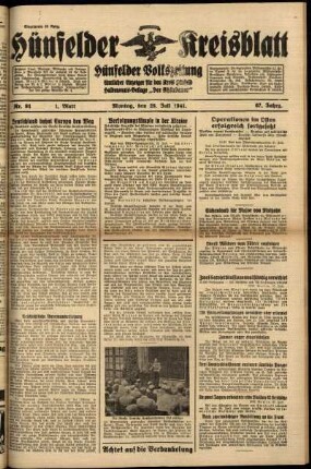 Erste Ausgabe vom Montag, den 28. Juli 1941.