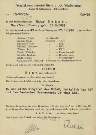 Dehne, Marie