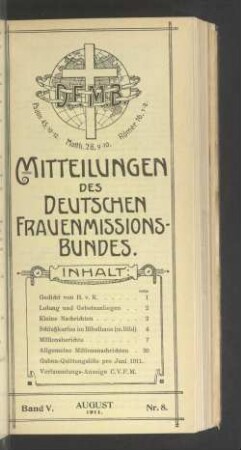 Nr. 8. August 1911