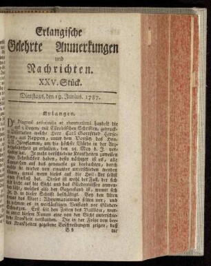 XXV. Stück. Dienstags, den 19. Junius. 1787.