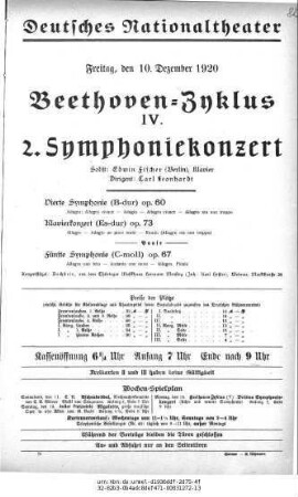 Beethoven-Zyklus IV. 2. Symphoniekonzert
