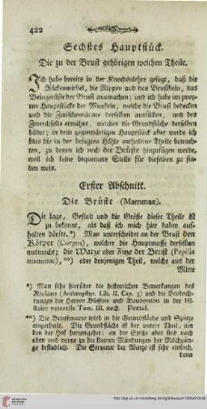 Sechstes Hauptstück: Die zu der Brust gehörigen weichen Theile