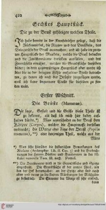 Sechstes Hauptstück: Die zu der Brust gehörigen weichen Theile
