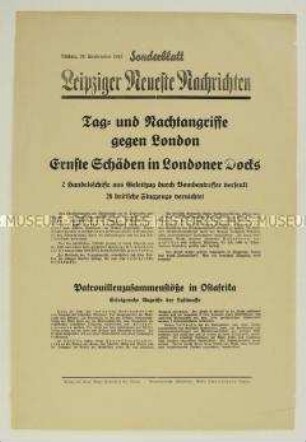 Sonderblatt der "Leipziger Neuesten Nachrichten" u.a. zu den Luftangriffen auf London