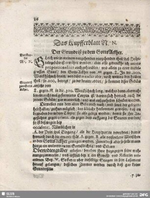 Das Kupfferblatt N. N. Der Grundriß zu dem GottsAcker.