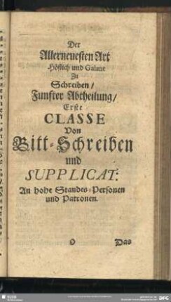 Der Allerneuesten Art Höflich und Galant zu Schreiben - [Funfte Abtheilung]