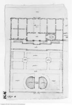 Rom, Vigna des Emanuelle Alfonsecca, Kasino, Grundriss des Erdgeschosses und Plan der gesamten Anlage