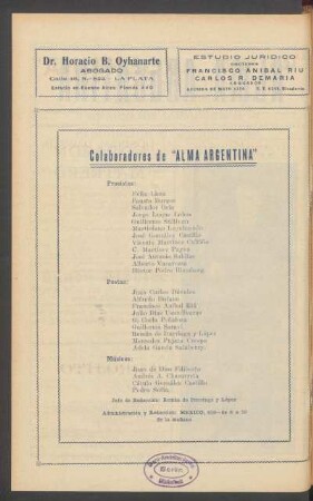 Colaboradores de "Alma Argentina"