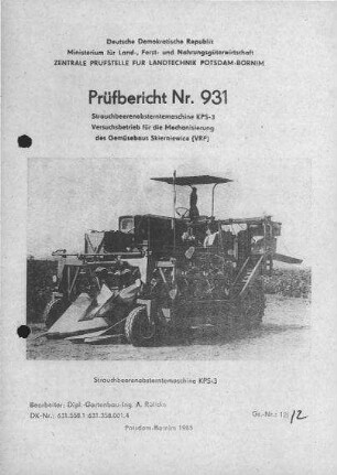Strauchbeerenobsterntemaschine KPS-3