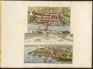 Ortsansicht von Rapperswil, Schweiz, kolorierter Kupferstich, ca. 1644