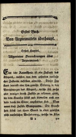 Erstes Kapitel. Allgemeine Betrachtungen über Arzneimittel.