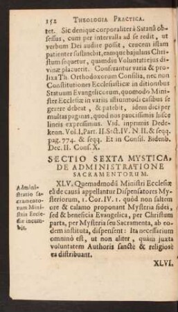 Sectio Sexta Mystica, De Administratione Sacramentorum.