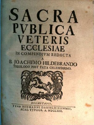 Sacra Pvblica Veteris Ecclesiae In Compendivm Redacta