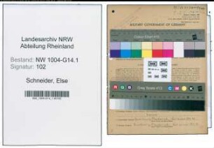 Entnazifizierung Else Schneider , geb. 20.11.1907 (Sekretaerin)
