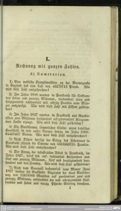 I. Rechnung mit ganzen Zahlen