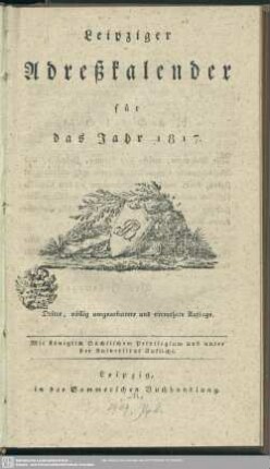 3.1817: Leipziger Adreßkalender : auf d. Jahr ...
