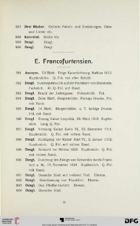 Francofurtensien (Nr. 591-713)
