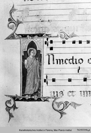 Initiale I mit dem Evangelisten Johannes - Antiphonarium proprium de tempore et Commune Sanctorum