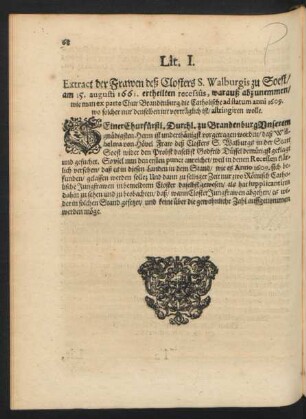 Lit. I. Extract der Frawen deß Closters S. Walburgis zu Soest ...
