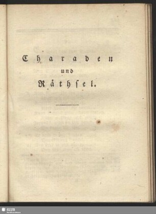 Charaden und Räthsel