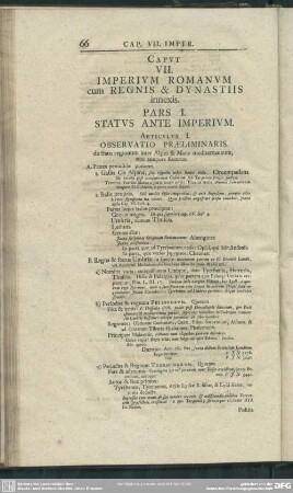 Caput VII. Imperium Romanum cum Regnis & Dynastiis innexis