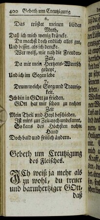 Gebeth um Creutzigung des Fleisches