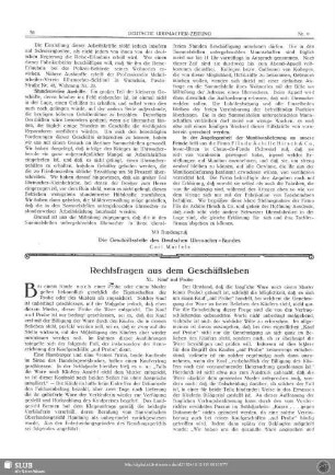 Rechtsfragen aus dem Geschäftsleben (XL.)