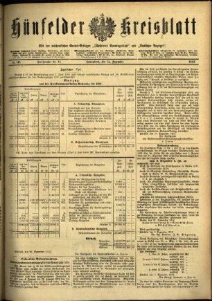 Ausgabe vom Samstag, den 14. Dezember 1912.