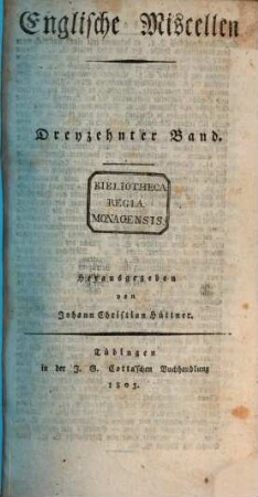 Englische Miscellen. 13. 1803