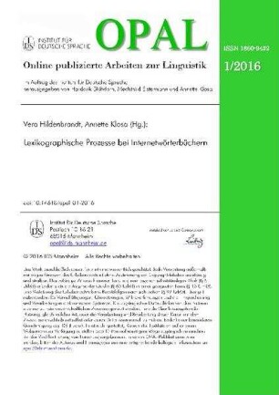 Lexikographische Prozesse bei Internetwörterbüchern