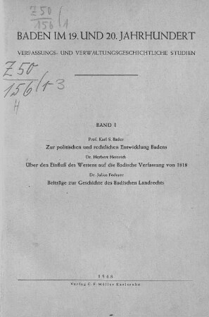Zur politischen und rechtlichen Entwicklung Badens
