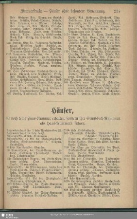 Häuser ohne besondere Benennung