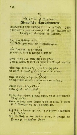 VI. Wendische Sprüchwörter (Sserske Pschißlowa)