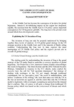 The American invasion of Iraq : causes and consequences