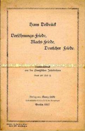 Auszug aus den "Preußischen Jahrbüchern" zur Problematik eines Friedensschlusses