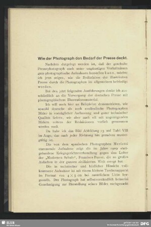 Wie der Photograph den Bedarf der Presse deckt