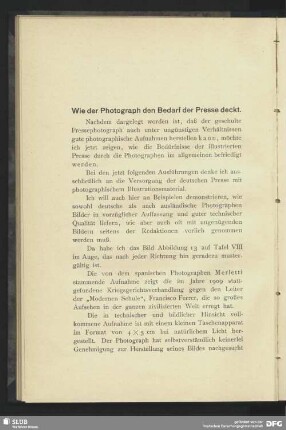 Wie der Photograph den Bedarf der Presse deckt