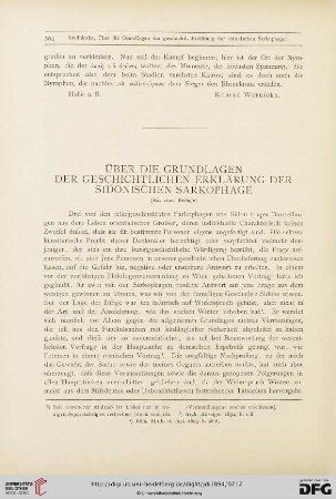 9: Über die Grundlagen der geschichtlichen Erklärung der Sidonischen Sarkophage